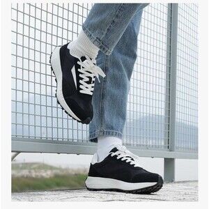 Women Fashion Sneakers Breathable Lace-Up Tennis Running Shoes Black Size 7 NWB